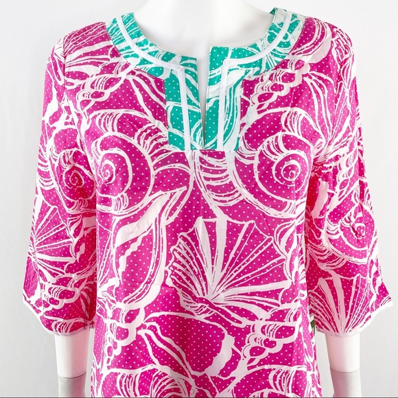 NEW Lilly Pulitzer Pink Shell Print Clammies & Jammies Nightshirt Dress Size S - Picture 4 of 10